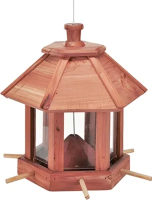 Produktbild von Vogelfutterhaus Zedernholz Vogelhaus Vogel Futterstation 6-eckig