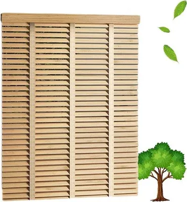 Produktbild von Holzschwingzüren Breit 50mm - Horizontale Innenjalousien für Privatsphäre und Lichtregulierung