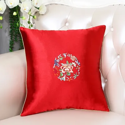 Obrázek produktu pro Jemný čínský polštářek Asianliving Red Flowers 45x45cm bavlna japonský orientální asijský styl