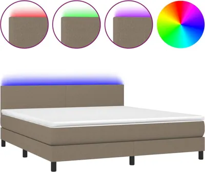 Produktbild von vidaXL Boxspringbett mit Matratze & LED Taupe 160x200 cm Stoff
