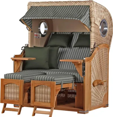 Produktbild von Strandkorb-Set - bene living - Ammersee Teak - PE shell - Modell 504 - inkl. Liftersystem