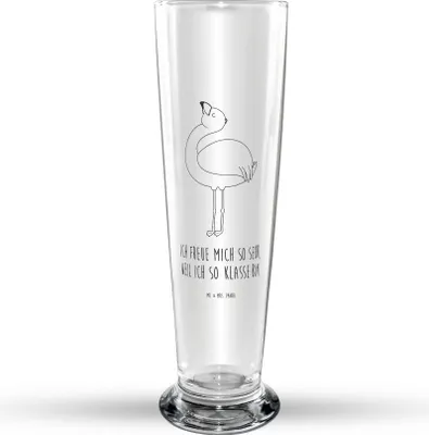 Produktbild von Mr. & Mrs. Panda Bierglas Flamingo Stolz - Transparent - Geschenk, Bier Glas, Trinkglas, Glasbecher, Glasbierglas, Beste Freundin, Rosa, Bierbecher, Mama