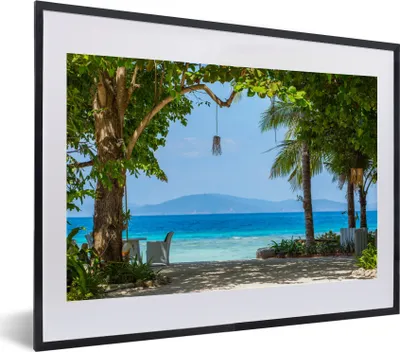 Produktbild von MuchoWow® Gerahmtes Poster Tropisch - Strand - Meer 40x30 cm - Poster mit Schwarzem Bilderrahmen Wandposter Rahmen Foto Bilder - Bilderrahmen - Poster im Rahmen