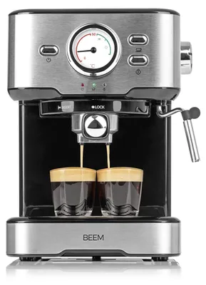 Espressomaschine, Siebträger, 15 bar, Milchschaumdüse, 1100 W, 1,5 l, silber