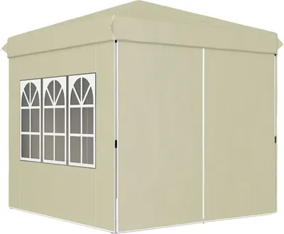 Produktbild von Pavillon ca.2,5x2,5m, wasserabweisend Stabil Winterfest Pop-up Faltpavillon, UV Schutz 50+, Faltbar Partyzelt Gartenzelt mit 4 Seitenteilen Tasche Gartenpavillon für Camping Garten, Cremeweiß