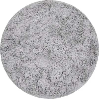 Produktbild von Hochflor Teppich Shaggy waschbar Unifarben Schlafzimmer schmutzabweisend Hellgrau Rund 160D | 100% Polyester | Florhöhe: 33 mm | pflegeleicht