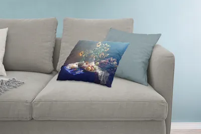 Produktbild von MuchoWow® Zierkissen Sofakissen Wohnzimmer Dekokissen 60x40 cm Stilleben - Weintrauben - Sonnenblumen - Obst - Kunst - Malerei - Kopfkissen - Polster mit Foto