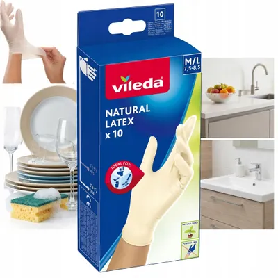 Obrázek produktu pro Vileda Natural Latex Rukavice Jednorázové M/L 10 Ks 170982