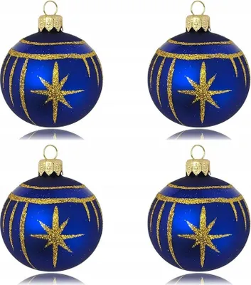 Zdjęcie produktu dla Bombki choinkowe szklane niebieskie 6 cm 5 sztuk