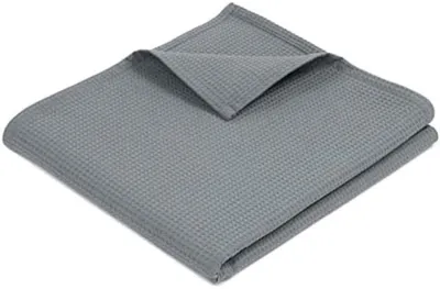 Produktbild von PolkaHome® Waffelstoff Decke – 100% Baumwolle – Leicht und Atmungsaktiv – 150x200 cm – Grau – Waschbar bis 60°C