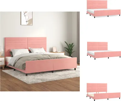Produktbild von vidaXL Bettgestell mit Kopfteil Rosa 200x200 cm Samt -  Betten & Bettgestelle