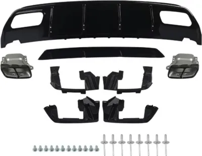 Immagine prodotto di Diffusore del paraurti posteriore e terminali di scarico - Stile A45 AMG - Accessori auto - Per Mercedes Classe A W176 (2012-2018)