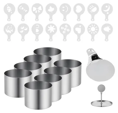 Imagen del producto de Juego de 8 moldes para postres de acero inoxidable, de 7,5 cm de diámetro