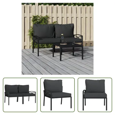 Produktbild von The Living Store Gartenstühle mit Grauen Kissen 2 Stk. 62x75x79 cm Stahl