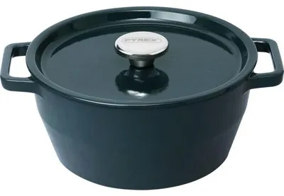 Produktbild von Runde Auflaufform – PYREX – Schongarer – 24 cm – Gusseisen – Tiefblau