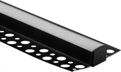 Obrázok produktu pre Hliníkový zapustený čierny LED profil pre sadrokartónové dosky 2 m s matným difúzorom a koncovkami Ecolight