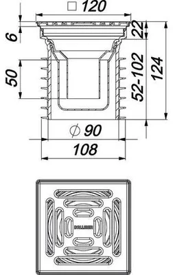 Produktbild von DALLMER Bodenablauf Pronto DN100, 120x120mm