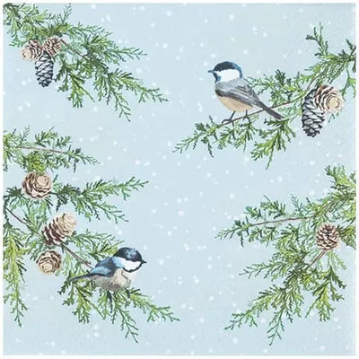 Produktbild von 20 Servietten Birds on Branches - Blaumeisen auf Winterzweige 33x33cm