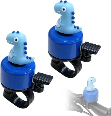 Produktbild von Fahrradklingel Dinosaurier, 2 Stück, blau, für Kinder