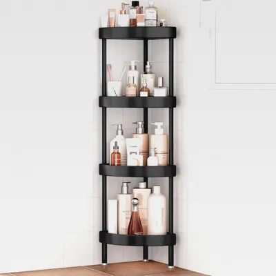 Produktbild von Eck-Dusch-Caddy, 4 Etagen, rostfreier Dusch-Organizer, eloxiertes Aluminium, Schwarz
