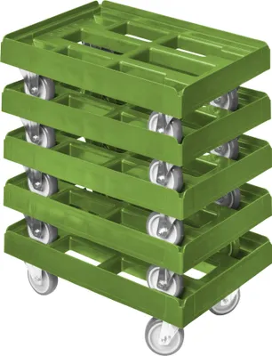 Produktbild von 5 x Stück Transportroller - Typ A - für Kisten 600x400 mm 2 Bock / 2 Lenkrollen Grün