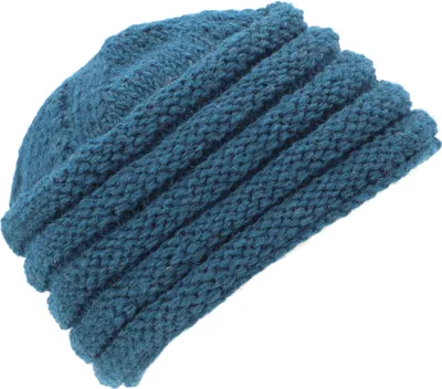 Produktbild von Wollmütze aus Nepal, Handgestrickte Mütze, Strickmütze, Kurze Beanie - Petrol, Uni, Blau, Wolle, Hüte, Mützen