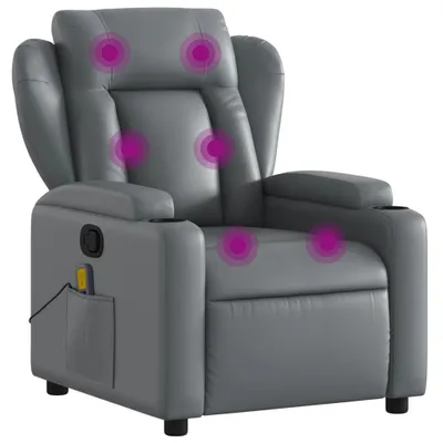 Image de Fauteuil de massage inclinable Gris Similicuir
