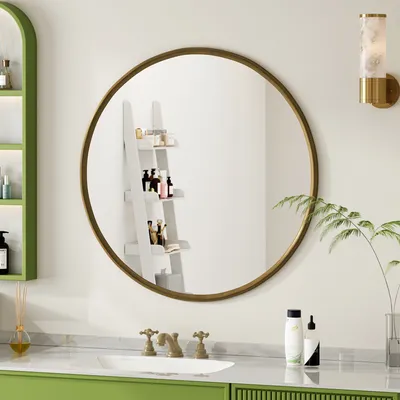 Produktbild von STILVORA runder Bronzespiegel,Badezimmerspiegel mit Metallrahmen,Wandspiegel für Wohnzimmer,Schlafzimmer,Schminktisch,Eingangsbereich&Flur