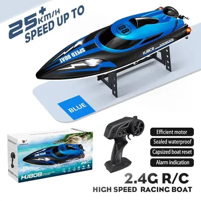 Produktbild von RC Rennboot - HJ808 ferngesteuertes Speedboot - 2,4GHz Funk - 25 km/h - Wasserdicht - 36 cm - Reichweite 150 m - Blau