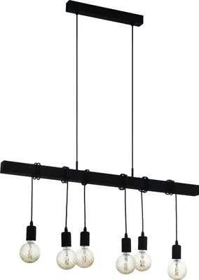 Produktbild von TOWNSHEND Hängeleuchte Hängelampe Pendellampe Pendelleuchte - L100 x B10 x H110 cm - schwarz - 6X40W exkl. - IP20