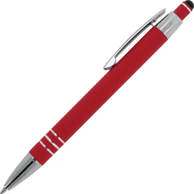 Produktbild von 5x Touchpen Kugelschreiber / aus Metall / mit Soft-Touch / Farbe: rot