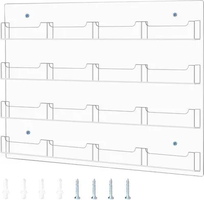 Produktbild von Famanu Visitenkartenhalter 16 Fächer Wandmontage - Transparenter Kartenständer für Büro, Schule, Zuhause