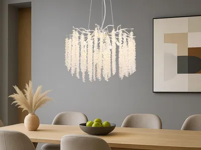 Produktbild von Großer LED Kronleuchter mit Glas Kristall für Esstisch & Wohnzimmer Ø 50cm