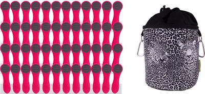 Produktbild von trendfinding 48 Wäscheklammern Pink-Anthrazit Edelstahl und 1 Klammerbeutel Leopard