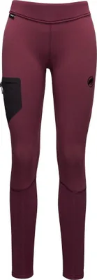 Dunkelrote Mammut Aconcagua ML Tights lang mit schwarzer Reißverschlusstasche an der Seite