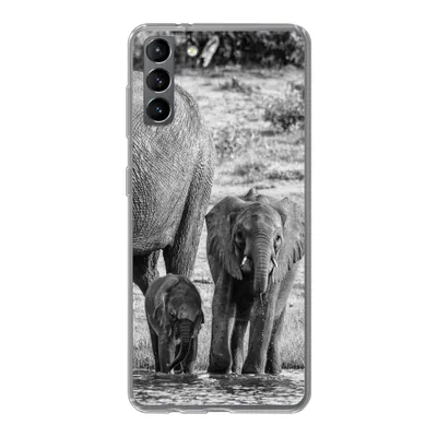 Produktbild von MuchoWow® Handyhülle Schutzhülle Hülle für Samsung Galaxy S21 Plus Elefant - Wasser - Tiere - Schwarz - Weiß Silikon Softcase Handy Hülle - Handy-Tasche