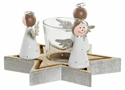 Immagine prodotto di Portacandele natalizio DKD Home Decor in legno di cristallo (17 x 17 x 9 cm)