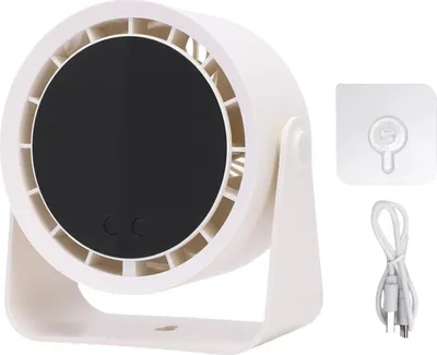 Immagine prodotto di Piccolo ventilatore da tavolo Flip Silent desk con 100 velocità Display digitale a LED Alimentazione a batteria ricaricabile Pale a spirale da parete
