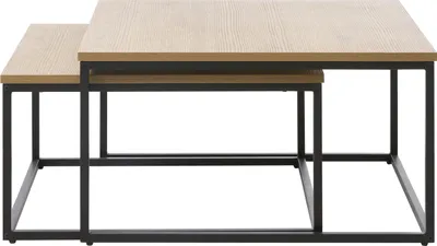 Produktbild von Satztisch >CESURA< (2er Set) in Eiche-Nachbildung, schwarz - 68/35/68 cm / 75/40/75 cm (B/H/T)