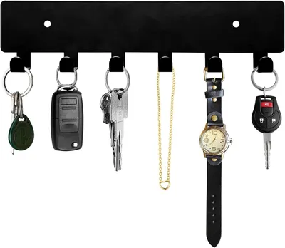 Produktbild von Wand Schlüsselhalter 6 Haken, Wandmontierte Schlüsselablage, Selbstklebend, Schwarz