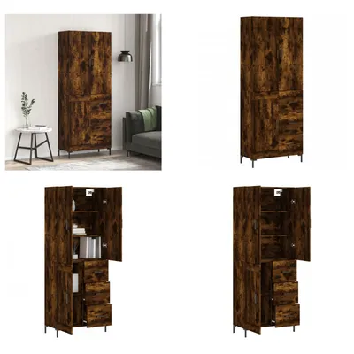 Produktbild von vidaXL Highboard Räuchereiche 69,5x34x180 cm Holzwerkstoff - Highboard - Highboards - Sideboard - Schrank