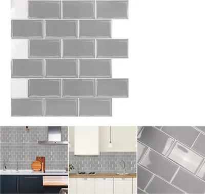 Produktbild von TWOLIIN 3D Fliesenaufkleber Küche 30 * 30 cm Fliesenspiegel Selbstklebend Fliesensticker Bad Fliesendekor Aufkleber Fliesen Folie (Grau)