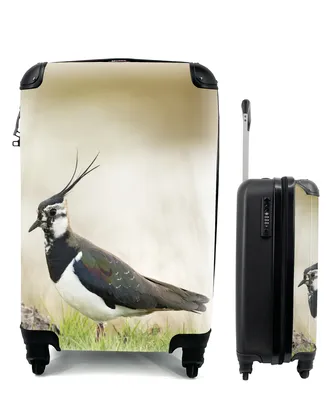 Produktbild von MuchoWow® Koffer Handgepäck Trolley Rollkoffer Kleine Reisekoffer mit 4 Rollen - Vogel - Gras - Tiere - Natur - Kiebitz - Cabin Size < 55x40x23 cm & 55x40x20 cm - Fotokoffer - Kabinenkoffer - Boardgepäck - Reise-Box - Reisekoffer - Reisegepäck - Koffer mit Bild - Trolley für Kinder