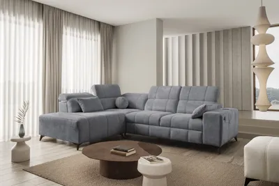 Produktbild von Eckcouch L-Form modern - Ecksofa DAFNE VII Links / Rechts zur Auswahl - Grau - IM Sofa
