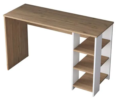 Image de Bureau d'étude en Bois MDF noyer et blanc - L 120 × P 45 × H 73,8 cm