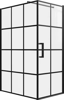Produktbild von Duschtrennwand fest mit Schwingtür - Siebdruck - Schwarz matt - 120 x 80 x 190 cm - CAPARICA