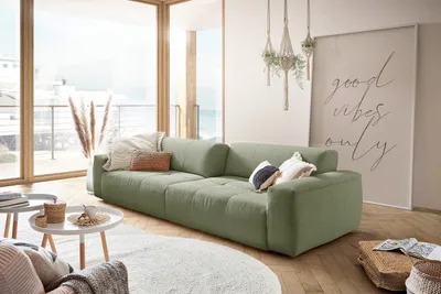 Produktbild von KAWOLA Big Sofa PALACE 3-Sitzer mit Sitztiefenverstellung Cord olivgrün