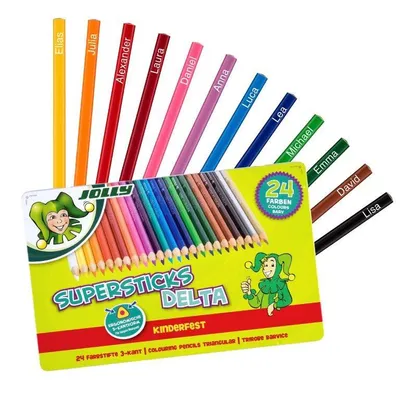 Produktbild von JOLLY Buntstifte Supersticks DELTA 24er Metalletui mit Deinem Namen bedruckt!
