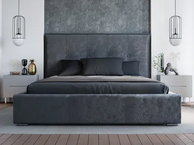 Obrázek produktu pro GrainGold Čalouněná postel Valencia 160x200 cm - Postel 160x200, Čalouněná postel s roštem a podnoží - tmavě šedá (Eureka 2135)