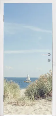 Produktbild von MuchoWow® Türtapete Selbstklebende Türfolie Nordsee - Dünen - Boot 90x235 cm Türposter Türaufkleber Klebefolie Türklebefolie - XXL-Plakaten - Foster für Türen - Aufkleber